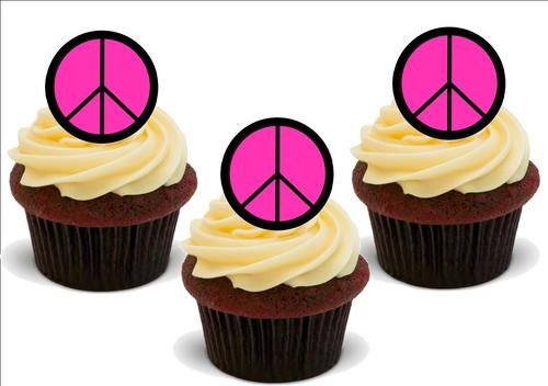 CND Kuchendekoration Hippy Peace, Pink, 12 Stück von JPS