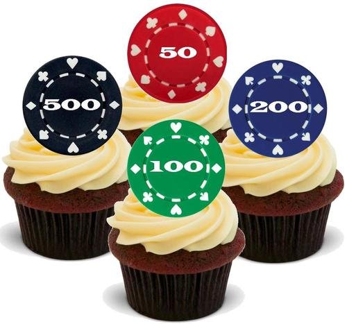 Cupcake-Dekoration, Motiv: Poker-Chips, mehrfach nummeriert, 12 Stück von JPS