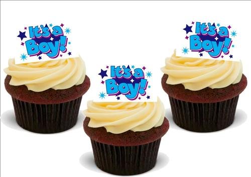 ES IST EIN JUNGE! BLAUES SPRUCHBAND - 12 essbare hochwertige stehende Waffeln Kuchen Toppers - IT'S A BOY! BLUE BANNER ES IST EIN JUNGE! BLAUES SPRUCHBAND - 12 essbare hochwertige stehende Waffeln Kuchen Toppers - IT'S A BOY! BLUE BANNER von JPS