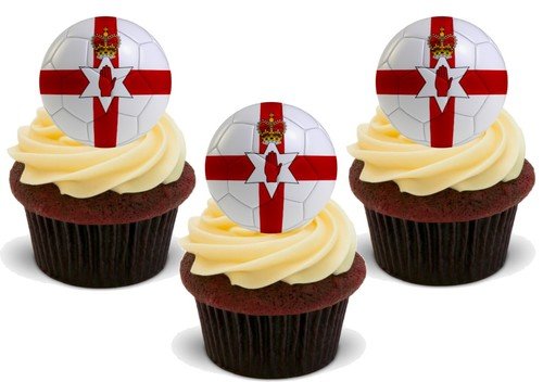 Essbare Kuchendekoration, Motiv: Fußball Nordirland, 12 Stück Essbare Kuchendekoration, Motiv: Fußball Nordirland, 12 Stück von JPS
