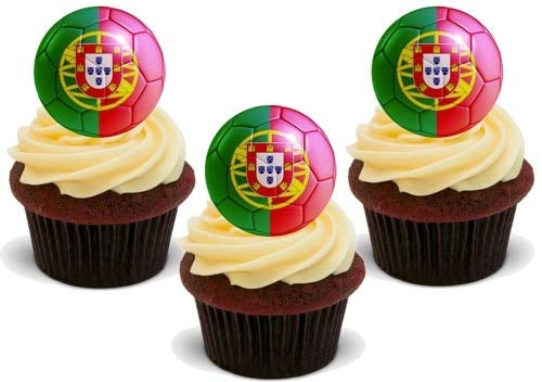 Essbare Kuchendekoration, Motiv: Fußball Portugal, 12 Stück von JPS