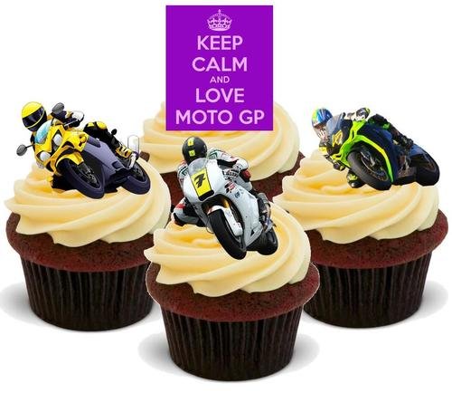 Essbare Kuchendekoration „Keep Calm Love Moto GP“, 12 Stück von JPS