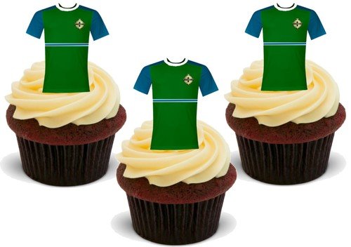 Essbare Kuchendekoration aus Esspapier, Motiv: Fußballtrikot, Nordirland, 12 Stück Essbare Kuchendekoration aus Esspapier, Motiv: Fußballtrikot, Nordirland, 12 Stück von JPS