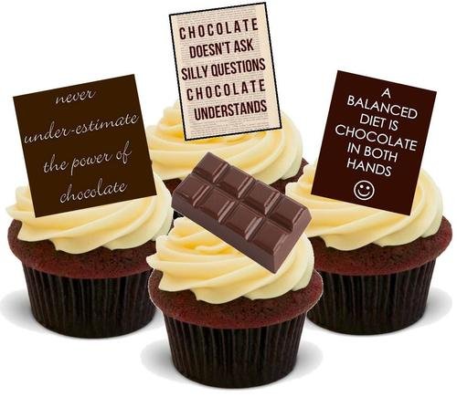 Essbare Kuchendekoration mit Schokoladen-Zitaten, Mix A, 12 Stück von JPS
