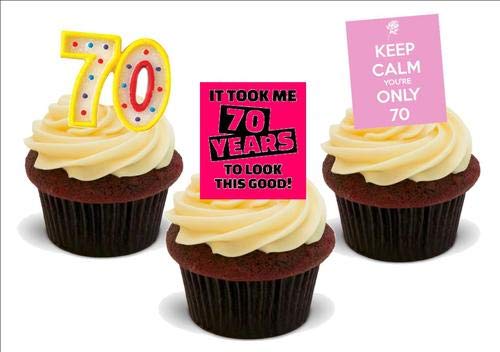Essbare Kuchendekoration zum 70. Geburtstag, Pink, 12 Stück von JPS