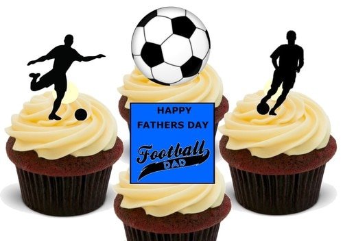 Essbare Kuchendekoration zum Vatertag, Fußballväter, blau, gemischt, 12 Stück Essbare Kuchendekoration zum Vatertag, Fußballväter, blau, gemischt, 12 Stück von JPS