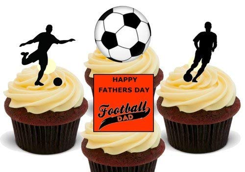 Essbare Kuchendekoration zum Vatertag, Motiv: Fußballväter, Rot, 12 Stück Essbare Kuchendekoration zum Vatertag, Motiv: Fußballväter, Rot, 12 Stück von JPS