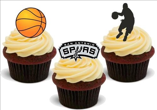 Essbare Kuchendekorationen mit Basketball-Motiv, San Antonio Spurs Mix, 12 Stück von JPS