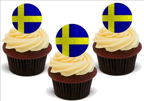 JPS Fußball Schweden – 12 essbare Kuchendekorationen von JPS