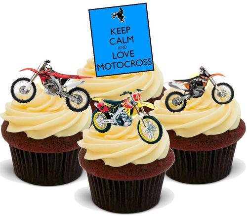 JPS Kuchendekoration "Keep Calm Love Motocros", essbar, 12 Stück von JPS