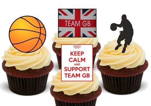 Kuchendekoration, Motiv: Olympische Fußballmannschaft GB Basketball, 12 Stück von JPS