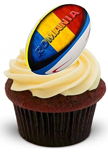Kuchendekoration, Motiv: Rugbyball Rumänien, essbar, 12 Stück von JPS