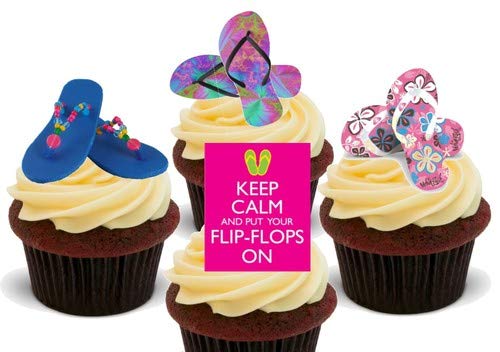 Kuchendekoration „Keep Calm Flip Flops On“, essbar, 12 Stück von JPS