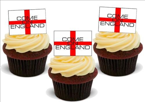 Kuchendekoration "JPS Come On England" Weltmeisterschaft 2014, 12 Stück von JPS