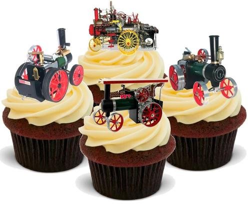 Mamod Traction Engine Mix – 12 essbare Kuchendekorationen aus Premium-Waffelkarten. von JPS