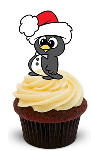 NIEDLICHER GRAUER PINGUIN MIT WEIHNACHTSMANN-HUT - 12 essbare hochwertige stehende Waffeln Kuchen Toppers - CUTE GREY PENGUIN with SANTA HAT NIEDLICHER GRAUER PINGUIN MIT WEIHNACHTSMANN-HUT - 12 essbare hochwertige stehende Waffeln Kuchen Toppers - CUTE GREY PENGUIN with SANTA HAT von JPS