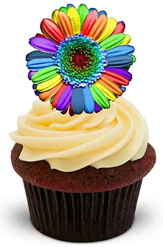 REGENBOGENFARBIGE BLUME - 12 essbare hochwertige stehende Waffeln Kuchen Toppers - RAINBOW FLOWER REGENBOGENFARBIGE BLUME - 12 essbare hochwertige stehende Waffeln Kuchen Toppers - RAINBOW FLOWER von JPS
