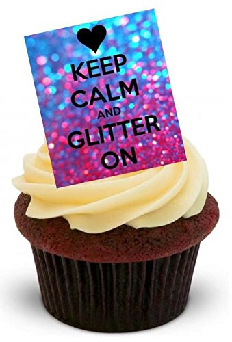 RUHE BEWAHREN UND LASS ES GLITZERN - 12 essbare hochwertige stehende Waffeln Kuchen Toppers - KEEP CALM GLITTER ON RUHE BEWAHREN UND LASS ES GLITZERN - 12 essbare hochwertige stehende Waffeln Kuchen Toppers - KEEP CALM GLITTER ON von JPS