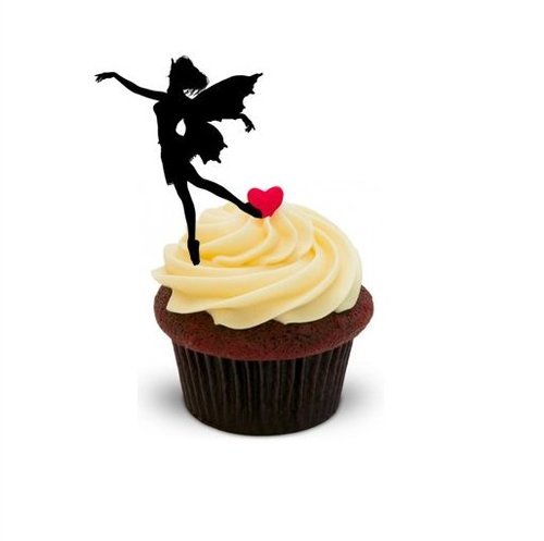 TANZENDE FEE SILHOUETTE - - 12 essbare hochwertige stehende Kuchen Toppers - FAIRY DANCING SILHOUETTE TANZENDE FEE SILHOUETTE - - 12 essbare hochwertige stehende Kuchen Toppers - FAIRY DANCING SILHOUETTE von JPS