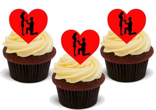 Valentinstags-Herz-Paar-Silhouette – 12 essbare Kuchendekorationen von JPS