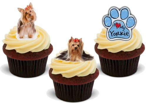 Yorkshire Terrier Trio Mix – 12 essbare Kuchendekorationen von JPS