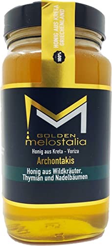 800g Glas Wildkräuterhonig Golden Melostalia Archontakis aus Kreta Griechenland von JT-Lizenzen