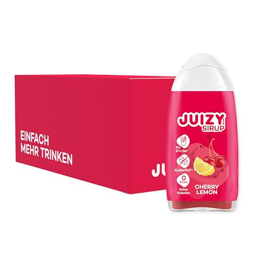 JUIZY WOW Cherry Lemon | 16 x 65ml - Bis 192L Natürlicher Geschmack | Zuckerfreier Getränkesirup | Vegane 16er Box | Kalorienarm - Sirup (Fertiggetränk) | Sport & Lifestyle Getränk von JUIZY WOW