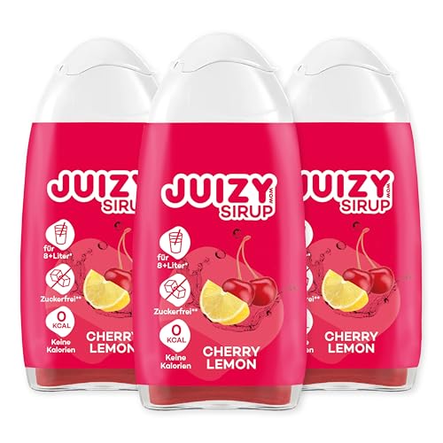 JUIZY WOW Sirup Zuckerfrei | 3 x 65ml Cherry Lemon Geschmack - Bis 36L Natürlicher Getränkesirup | Zero Kalorien | Vegan 3er Bundle | Getränkekonzentrat Fertiggetränk | More Juice - Less Calories von JUIZY WOW