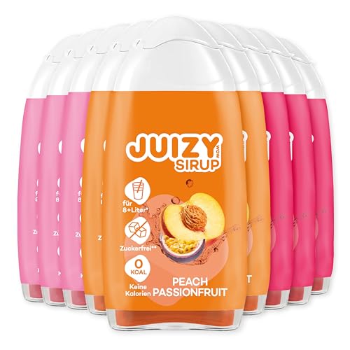 JUIZY WOW Mixed Flavours | 9 x 65ml - Bis 108L Natürlicher Geschmack | Zuckerfreier Getränkesirup | Veganes 9er Bundle - Pink Grapefruit, Cherry Lemon, Peach Passionfruit | Sport & Lifestyle Getränk von JUIZY WOW