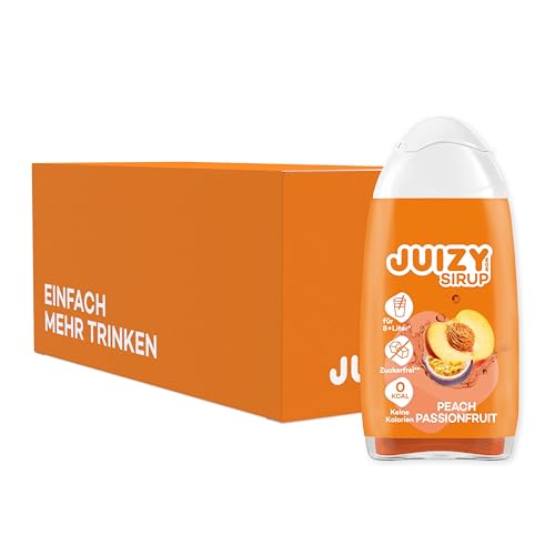 JUIZY WOW Peach Passionfruit | 16 x 65ml - Bis 192L Natürlicher Geschmack | Zuckerfreier Getränkesirup | Vegane 16er Box | Kalorienarm - Sirup (Fertiggetränk) | Sport & Lifestyle Getränk von JUIZY WOW