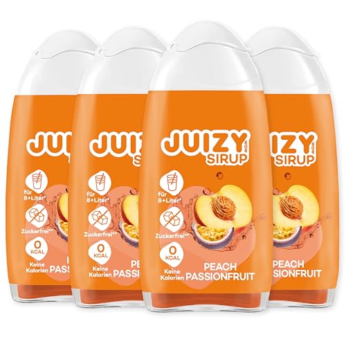 JUIZY WOW Peach Passionfruit - Zuckerfreier Getränkesirup | Natürlicher Geschmack - Low Calorie | Veganes 4er Bundle - 4 x 65ml | 32 Liter Fertiggetränk von JULIENCO von JUIZY WOW