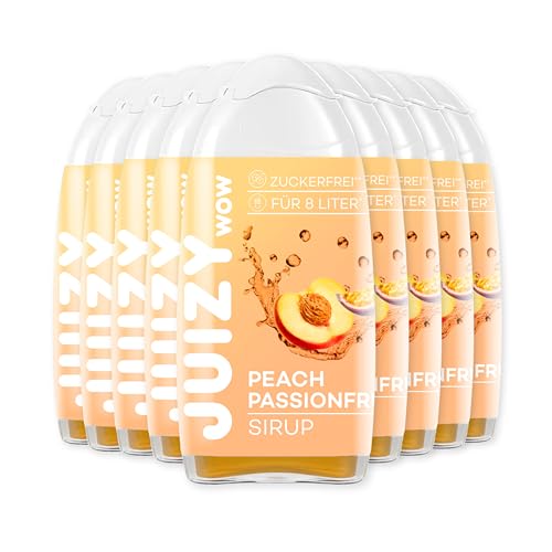 JUIZY WOW Peach Passionfruit | 9 x 65ml - Bis 108L Natürlicher Geschmack | Zuckerfreier Getränkesirup | Veganes 9er Bundle | Kalorienarm - Sirup (Fertiggetränk) | Sport & Lifestyle Getränk von JUIZY WOW