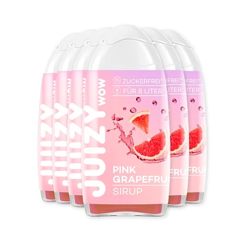 JUIZY WOW Pink Grapefruit | 6 x 65ml - Bis 72L Natürlicher Geschmack | Zuckerfreier Getränkesirup | Veganes 6er Bundle | Kalorienarm - Sirup (Fertiggetränk) | Sport & Lifestyle Getränk von JUIZY WOW