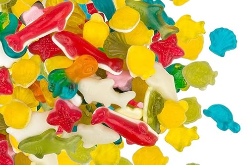 Fruchtgummi Meeresmischung, Fische, Haie, Delfine, Seepferdchen, Muscheln, glutenfrei und laktosefrei, 500 g von JUNG