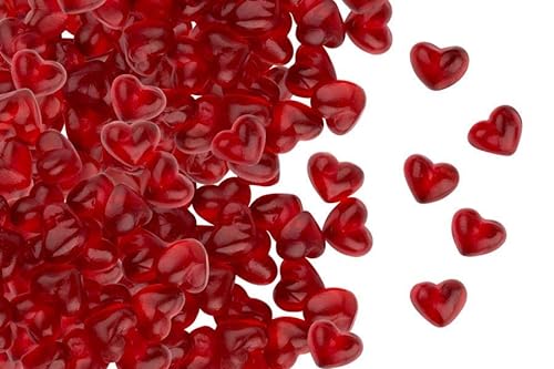 Fruchtgummi in Herzen-Form mit Fruchtsaft, rote kleine Herzen, Geschmack: Himbeere, Valentinstag, Muttertag, Hochzeitstag, glutenfrei, laktosefrei von JUNG