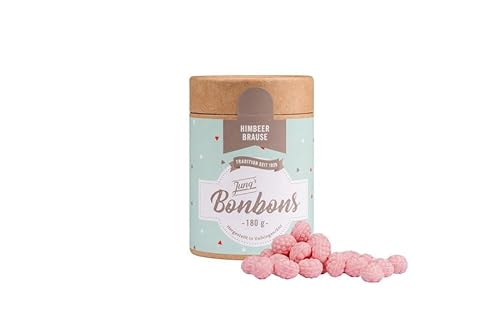 Jung's Brause Himbeer Bonbons, süße Bonbons, Retro, Vintage, Eco Dose aus nachhaltigem Papier, 180g von JUNG