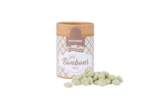 Jung's Pfefferminz Bonbons, süße Bonbons, Retro, Vintage, Eco Dose aus nachhaltigem Papier, 200g von JUNG