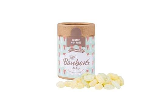 Jung's Wintermischung Bonbons, süße Bonbons, Vanille- und Apfel-Zimt Geschmack, Retro, Vintage, Eco Dose aus nachhaltigem Papier, 200g von JUNG