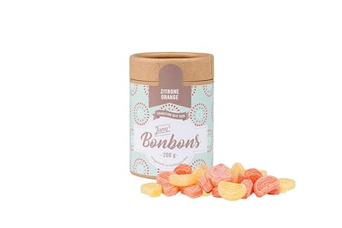 Jung's Zitronen/Orangen Bonbons, süße Bonbons, Retro, Vintage, Eco Dose aus nachhaltigem Papier, 200g von JUNG
