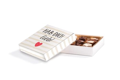 Lindt Mini Pralinés - Valentinstag, Schokoladen-Pralinen, Liebesbotschaft Hab dich lieb!, 9 leckere Pralinen, süße Geschenk zum Valentinstag, Hochzeitstag, Geburtstag von JUNG