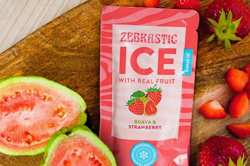 Zebra Ice, Guave & Erdbeer, Wassereis zum Selbsteinfrieren, vegan, glutenfrei, laktosefrei, 50 Stück, 2,5 kg Karton von JUNG