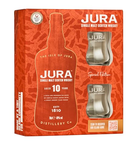 Jura Single Malt 10 mit zwei Gläsern Design 2022 von Jura