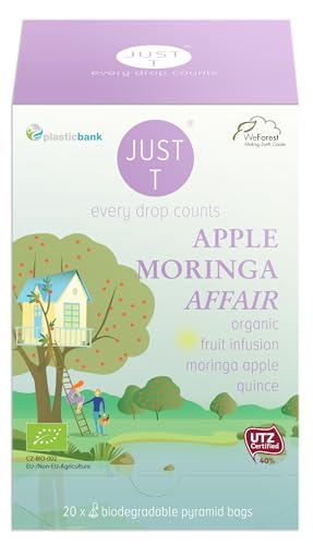 JUST T Apple Moringa Affair Loser Tee, 125g | Bio Früchtetee – Verbindet Apfel und Moringablat Quitte | Bio Loser Tee – Biologisch Hochland-Tee im Nachhaltigen Vorratsdose für alle Teeliebhaber von JUST T
