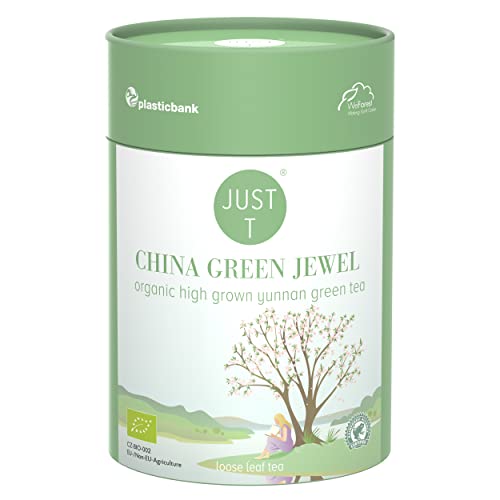 JUST T China Green Jewel Loser Tee, 125g | Bio Grüner Tee – Gemischt mit Yunnan | Bio Loser Tee – Biologisch Hochland-Tee im Nachhaltigen Vorratsdose für alle Teeliebhaber von JUST T