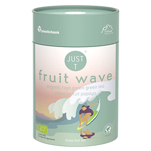 JUST T Fruit Wave Loser Tee, 125g | Bio Grüner Tee – Kombiniert mit Papaya und Maracuja | Bio Loser Tee – Biologisch Hochland-Tee im Nachhaltigen Vorratsdose für alle Teeliebhaber von JUST T