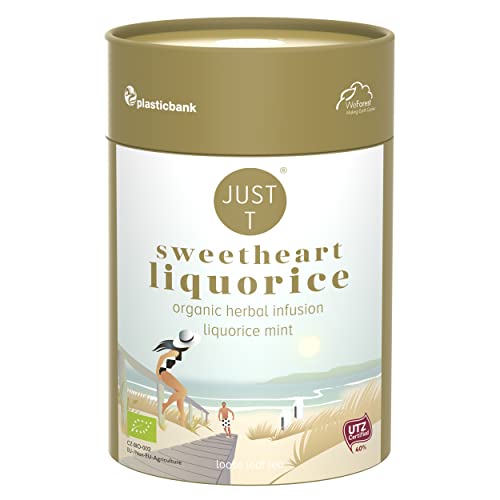 JUST T Sweetheart Liquorice Loser Tee, 80g | Bio Kräutertee – Angereichert mit Süßholz und Minze | Bio Loser Tee – Biologisch Hochland-Tee im Nachhaltigen Vorratsdose für alle Teeliebhaber von JUST T