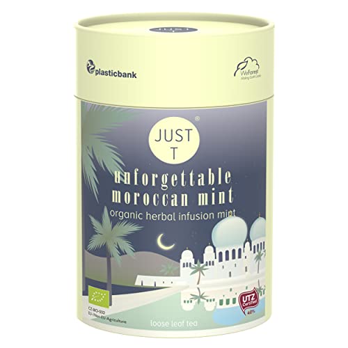 JUST T Unforgettable Moroccan Mint Loser Bio Kräutertee, 80g | Angereichert Mit Marokkanischer Minze | Biologisch Hochland-Tee Im Nachhaltigen Vorratsdose Für Alle Teeliebhaber von JUST T