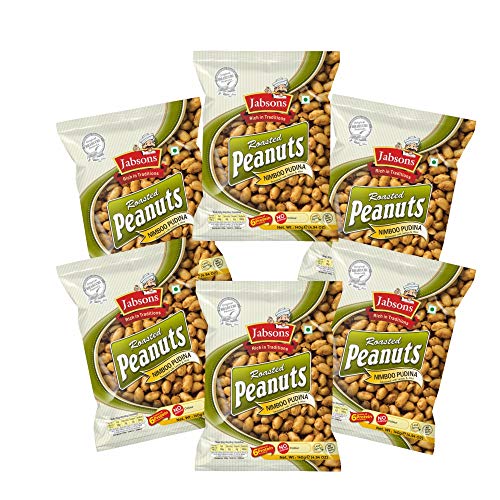 Jabsons Geröstete Erdnüsse Nimboo Pudina – 140 g (6 Stück) (140 g x 6) | Jumbo-Erdnüsse mit Bharuchi-Geschmack | Premium geröstete Moongfali | fertig zum Verzehr gesunder Snacks | glutenfrei | Nimbu von Jabsons