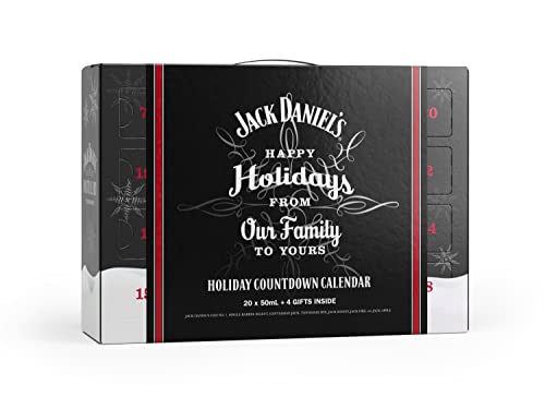 Jack Daniel's Weihnachtskalender Tennessee Whiskey - Premium Spirituosen - in edler Geschenkbox exklusiv 20 x 0.05L + 4 Merchandise Geschenke von Jack Daniel's