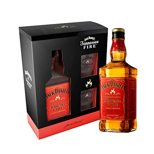 Jack Daniel's Fire Set - Geschenkkarton inkl. 2 Original Gläser | Ideal zum Verschenken (1 x 0,7 Liter) von Jack Daniel's
